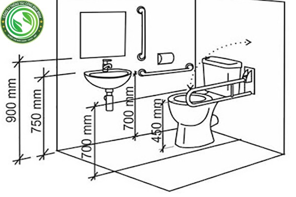 Kích thước nhà vệ sinh cho người khuyết tật đúng tiêu chuẩn